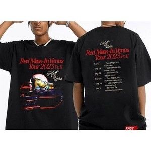 Kali Uchis World Tour 2023 Shirt Red Moon In Venus Unisex T-shirt 2 Sided